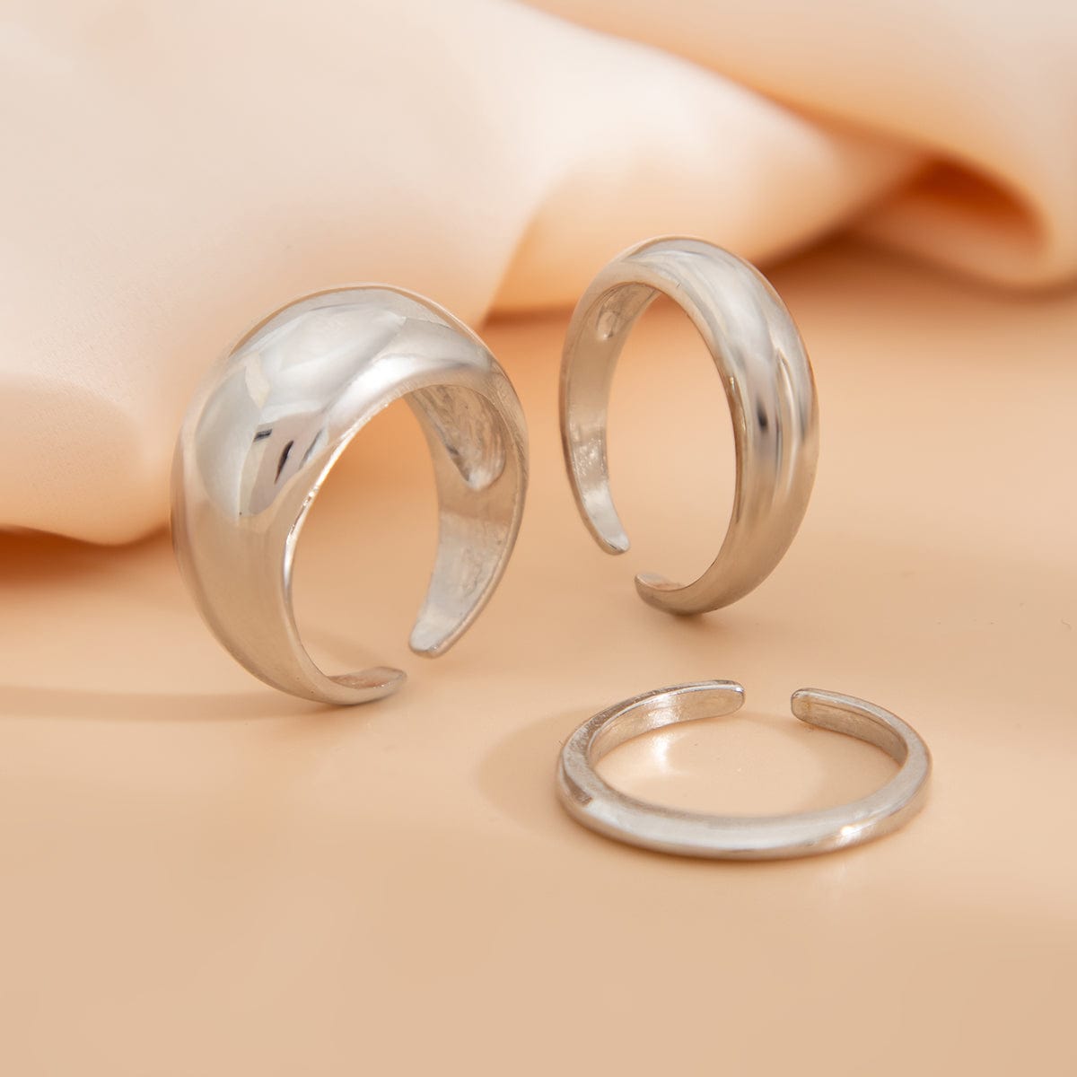 Minimalist Gold Silver Plated Glossy Open Ring Set