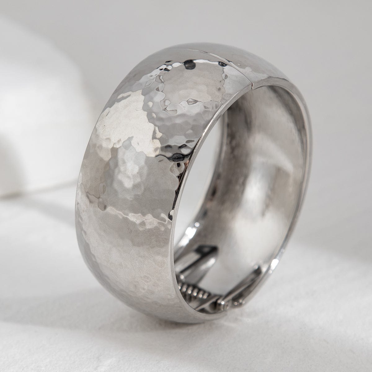 Minimalist Gold Silver Plated Hammered Wide Cuff Bangle Bracelet - ArtGalleryZen