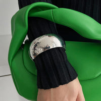 Thumbnail for Minimalist Gold Silver Plated Hammered Wide Cuff Bangle Bracelet - ArtGalleryZen