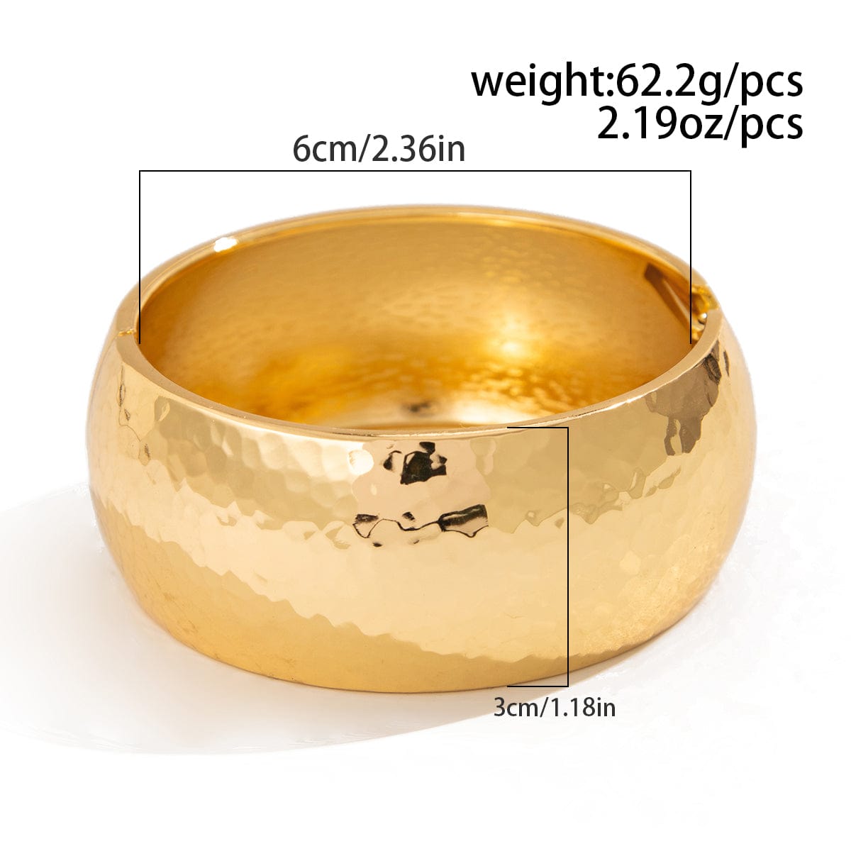 Minimalist Gold Silver Plated Hammered Wide Cuff Bangle Bracelet - ArtGalleryZen