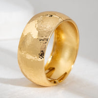 Thumbnail for Minimalist Gold Silver Plated Hammered Wide Cuff Bangle Bracelet - ArtGalleryZen