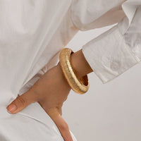 Thumbnail for Minimalist Gold Silver Plated Textured Bangle Bracelet - ArtGalleryZen