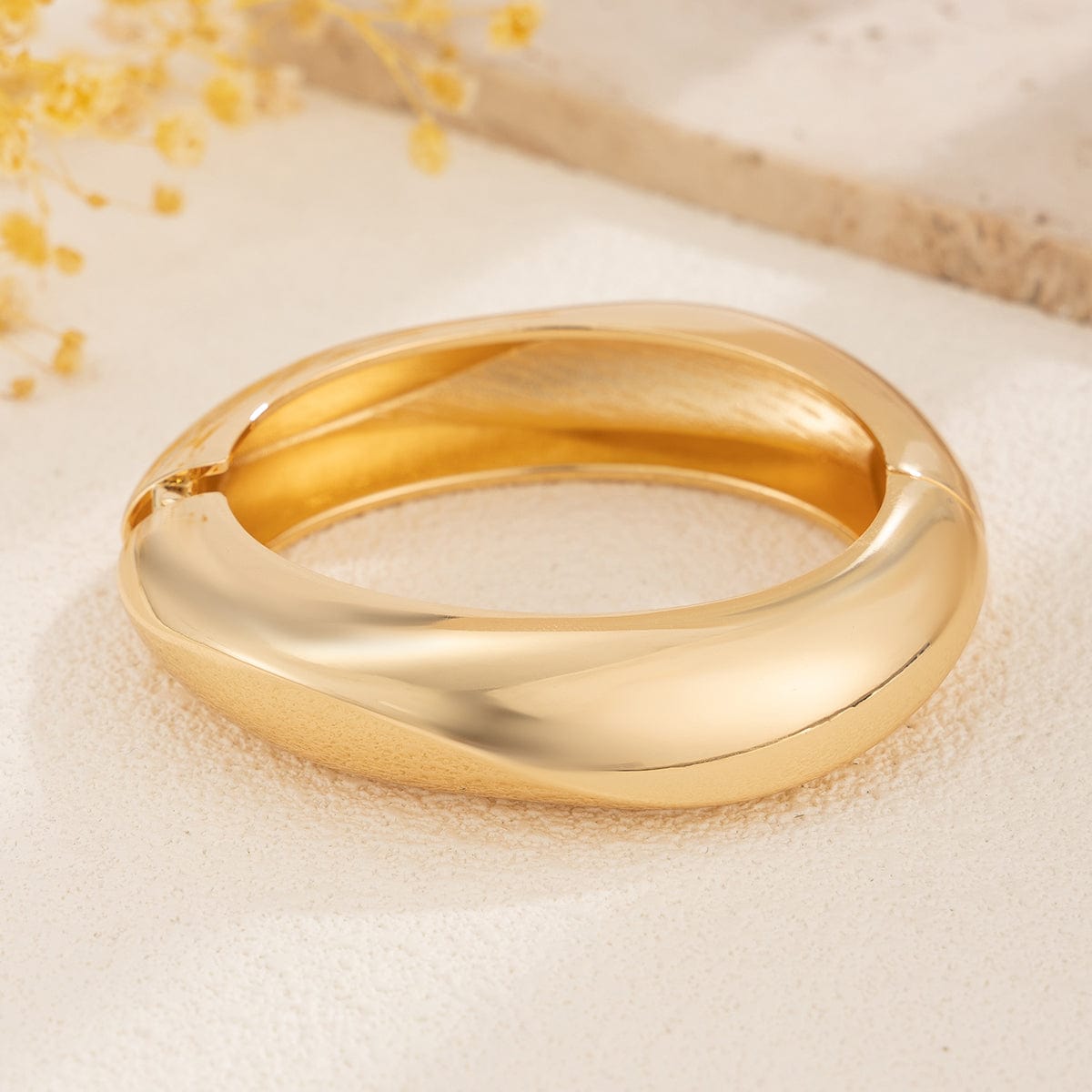 Minimalist Gold Silver Tone Curved Bangle Bracelet Set - ArtGalleryZen