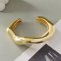 Thumbnail for Minimalist Gold Silver Tone Curved Bangle Bracelet Set