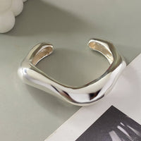 Thumbnail for Minimalist Gold Silver Tone Curved Bangle Bracelet Set