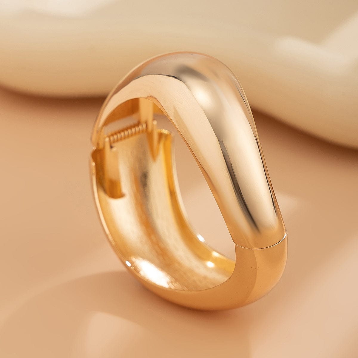 Minimalist Gold Silver Tone Curved Bangle Bracelet Set