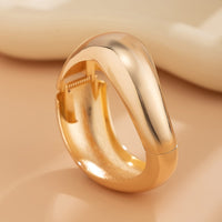 Thumbnail for Minimalist Gold Silver Tone Curved Bangle Bracelet Set
