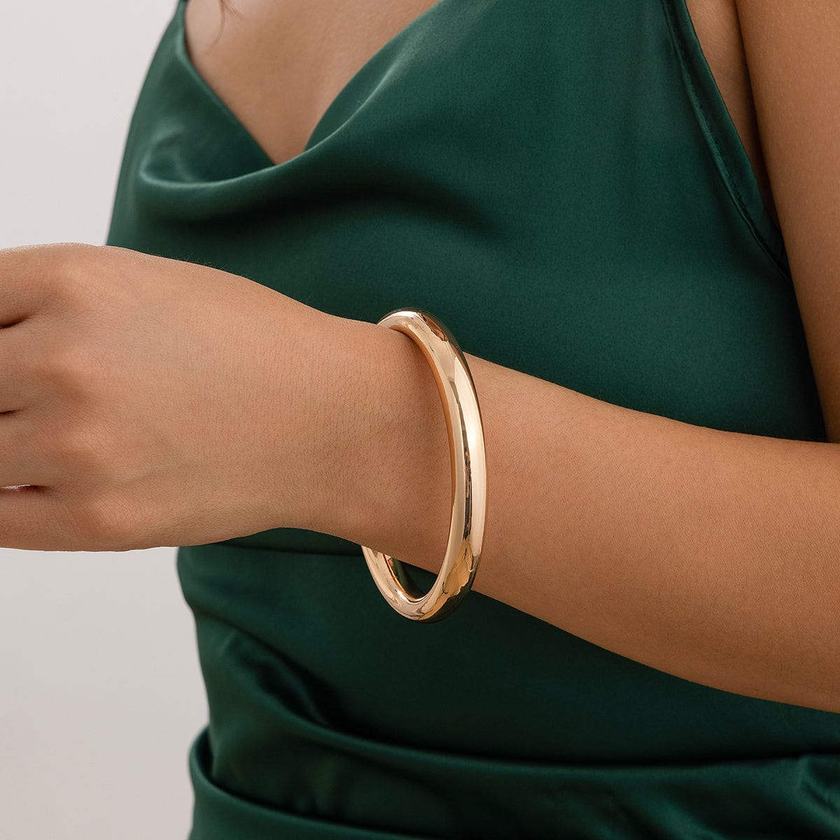 Minimalist Gold Silver Tone Glossy Bangle Bracelet