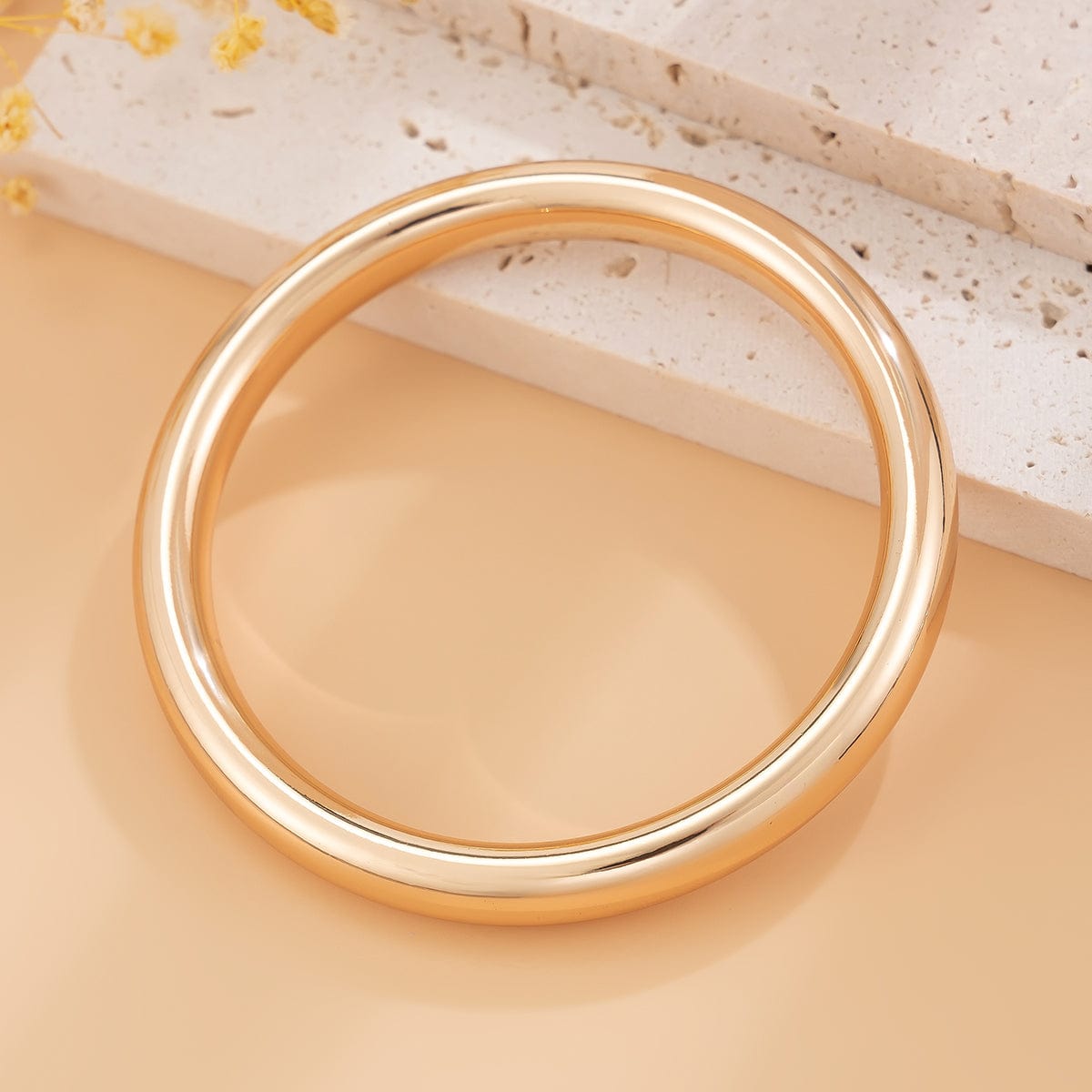 Minimalist Gold Silver Tone Glossy Bangle Bracelet