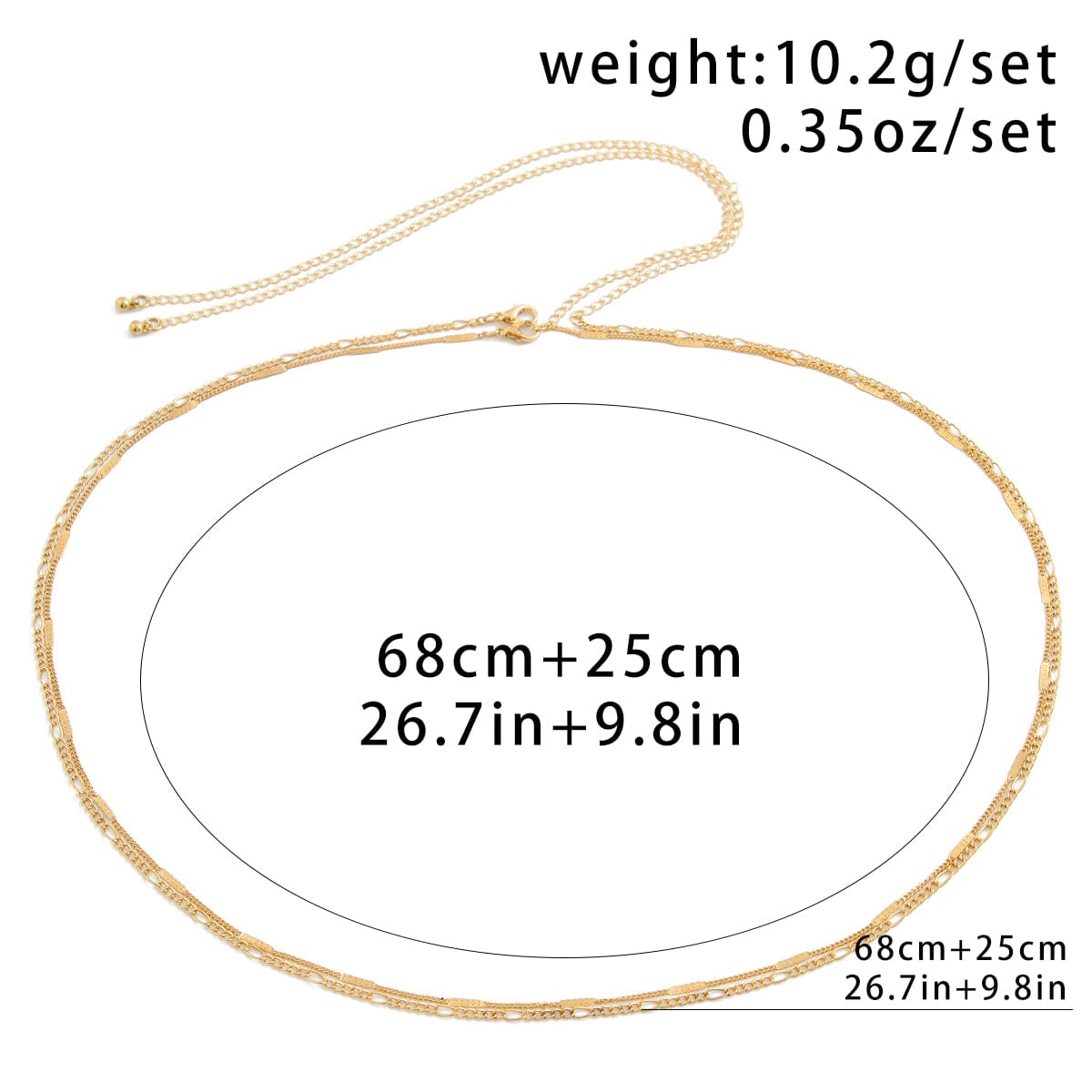 Minimalist Gold Silver Tone Layered Link Bar Belly Chain Set