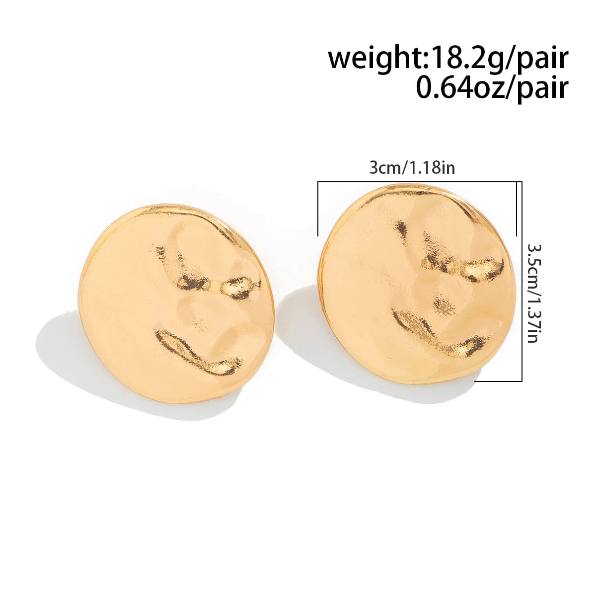 Minimalist Gold Silver Tone Pleated Oval Stud Earrings