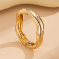 Thumbnail for Minimalist Gold Silver Tone Wave Bangle Bracelet