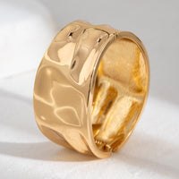 Thumbnail for Minimalist Gold Tone Textured Wide Cuff Bangle Bracelet Set - ArtGalleryZen
