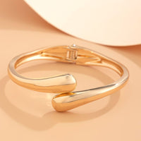 Thumbnail for Minimalist Gold Tone Textured Wide Cuff Bangle Bracelet Set - ArtGalleryZen