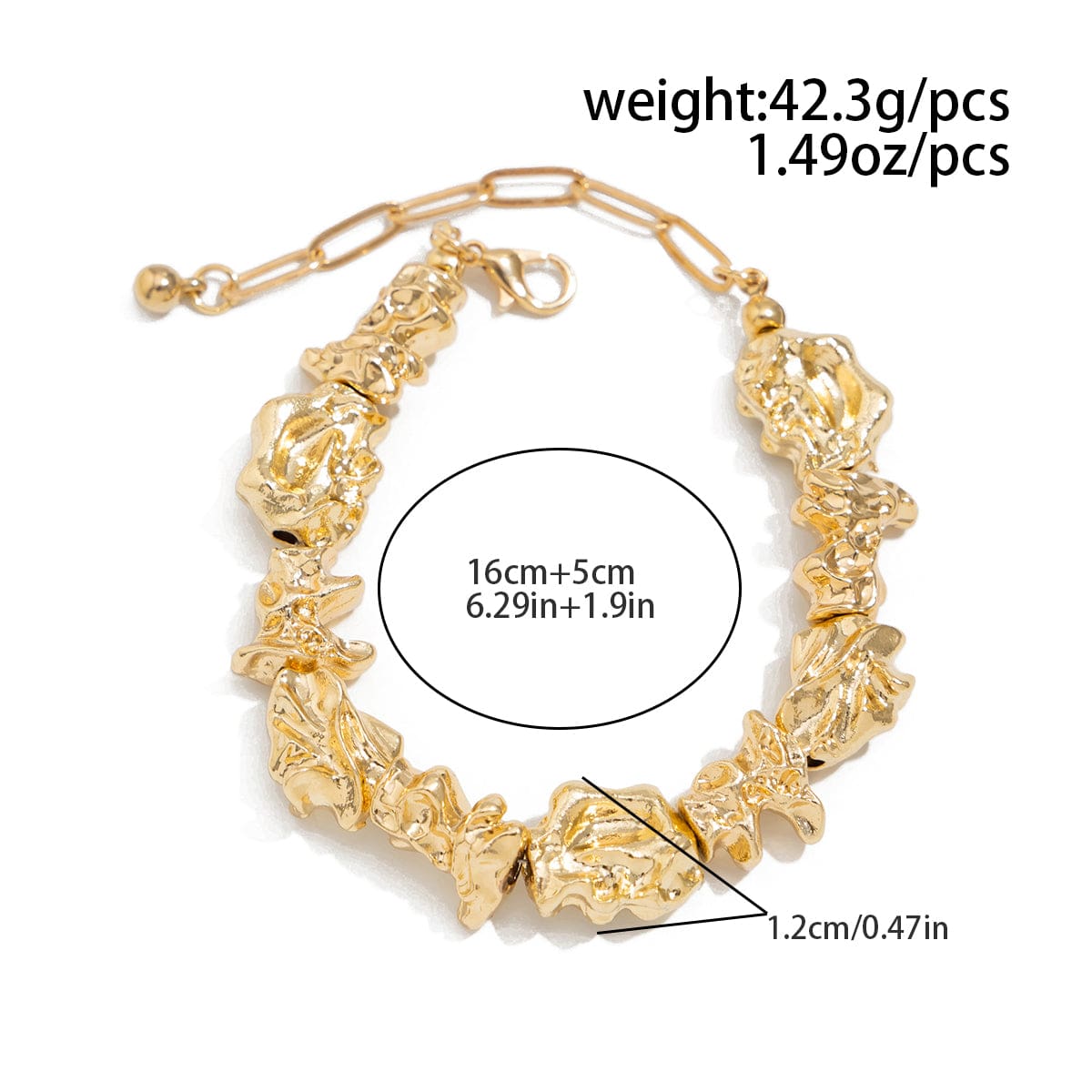 Minimalist Irregular Gold Silver Tone Lava Necklace Bracelet - ArtGalleryZen