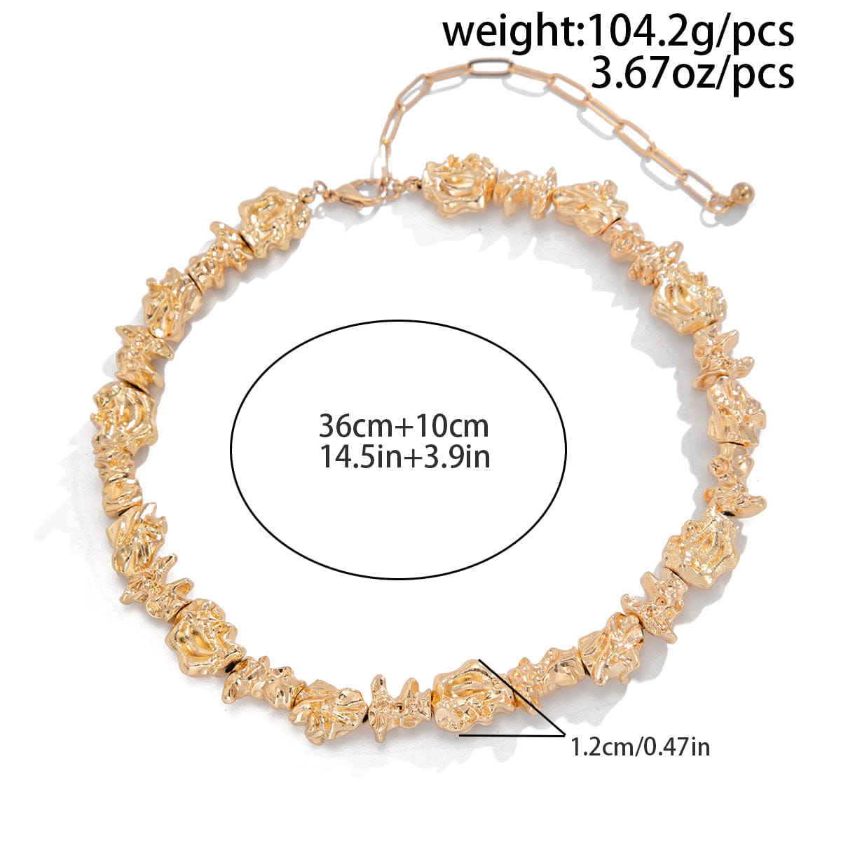 Minimalist Irregular Gold Silver Tone Lava Necklace Bracelet - ArtGalleryZen