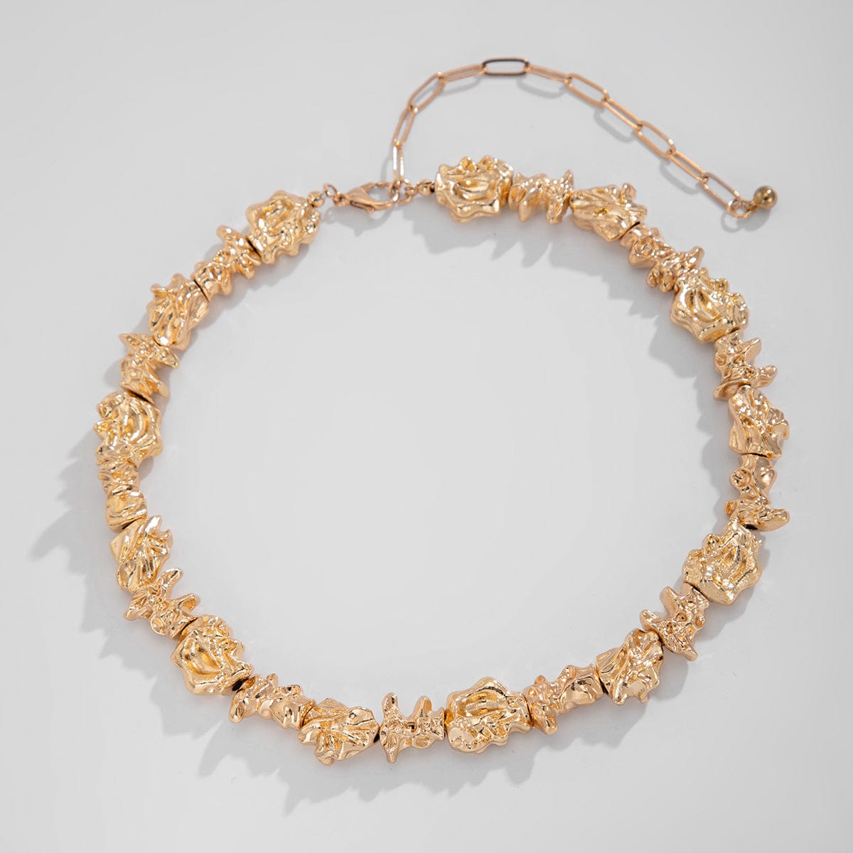 Minimalist Irregular Gold Silver Tone Lava Necklace Bracelet - ArtGalleryZen