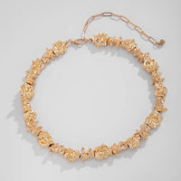 Thumbnail for Minimalist Irregular Gold Silver Tone Lava Necklace Bracelet - ArtGalleryZen