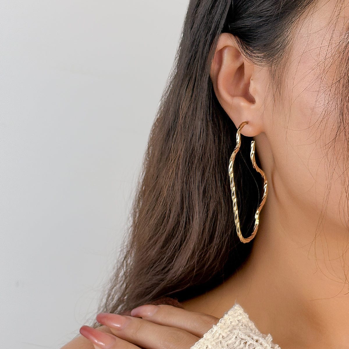 Minimalist Irregular Twisted Hoop Earrings