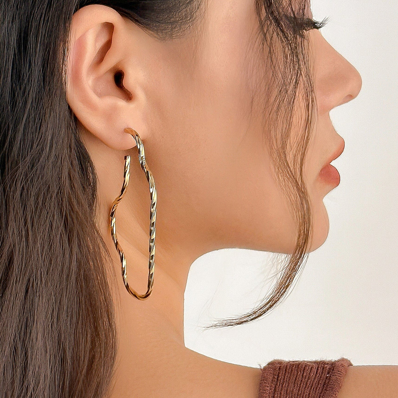 Minimalist Irregular Twisted Hoop Earrings