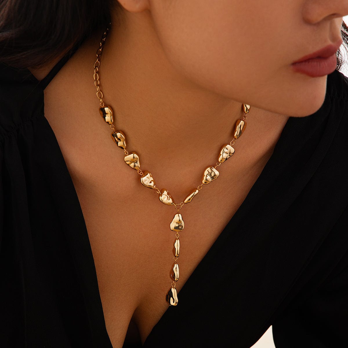 Minimalist Irregular Waterdrop Charm Y Necklace - ArtGalleryZen