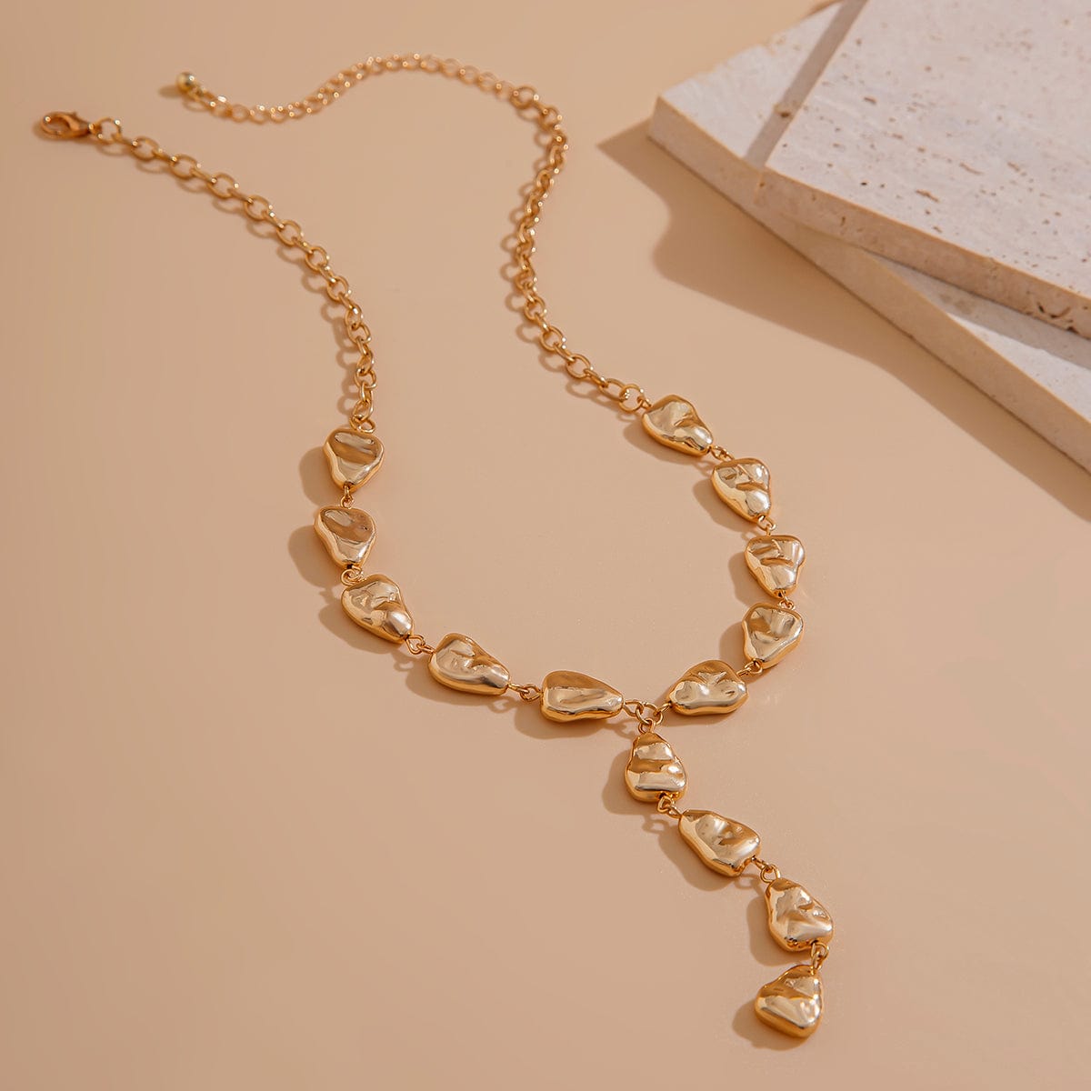 Minimalist Irregular Waterdrop Charm Y Necklace - ArtGalleryZen