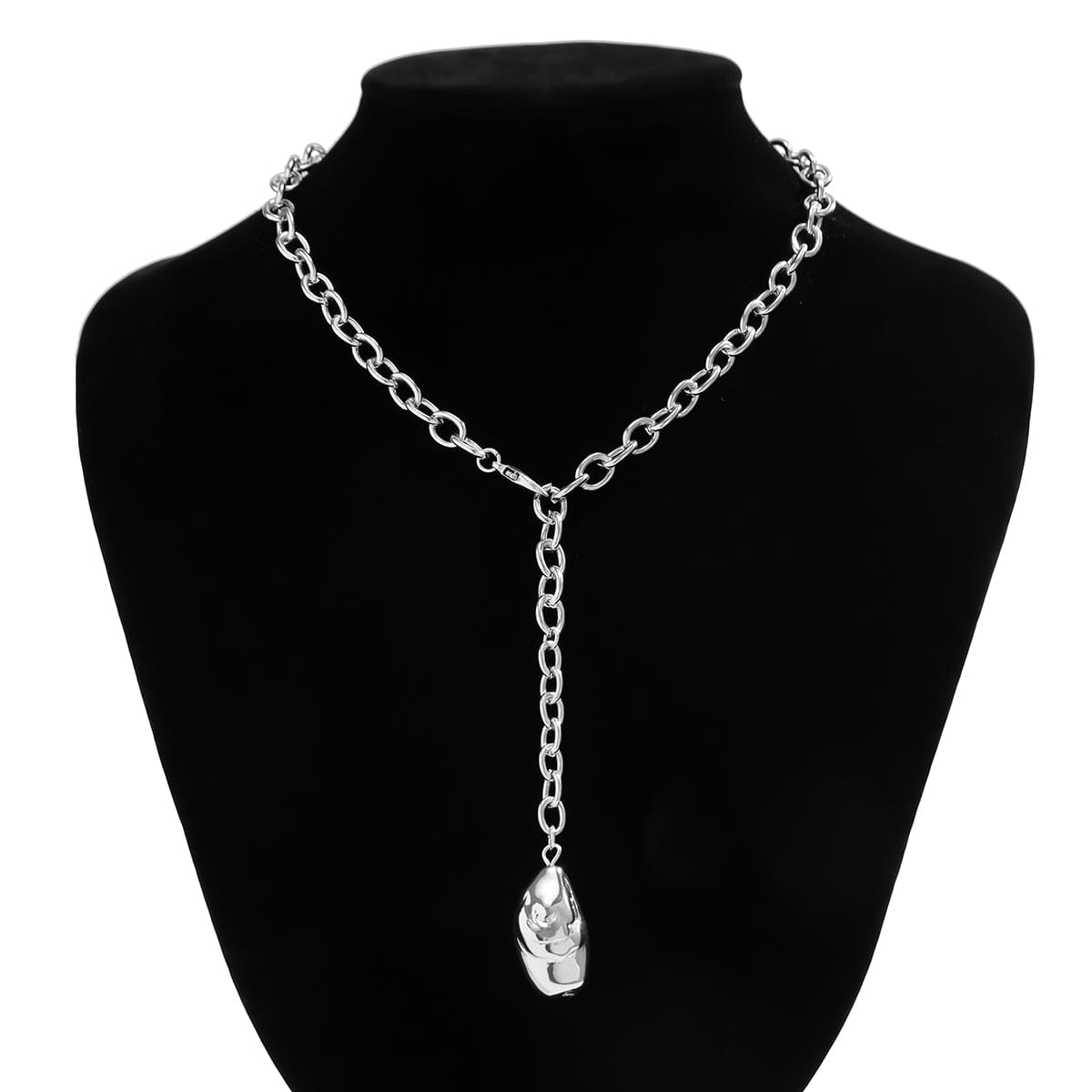 Minimalist Irregular Waterdrop Dangle Curb Chain Y Necklace - ArtGalleryZen