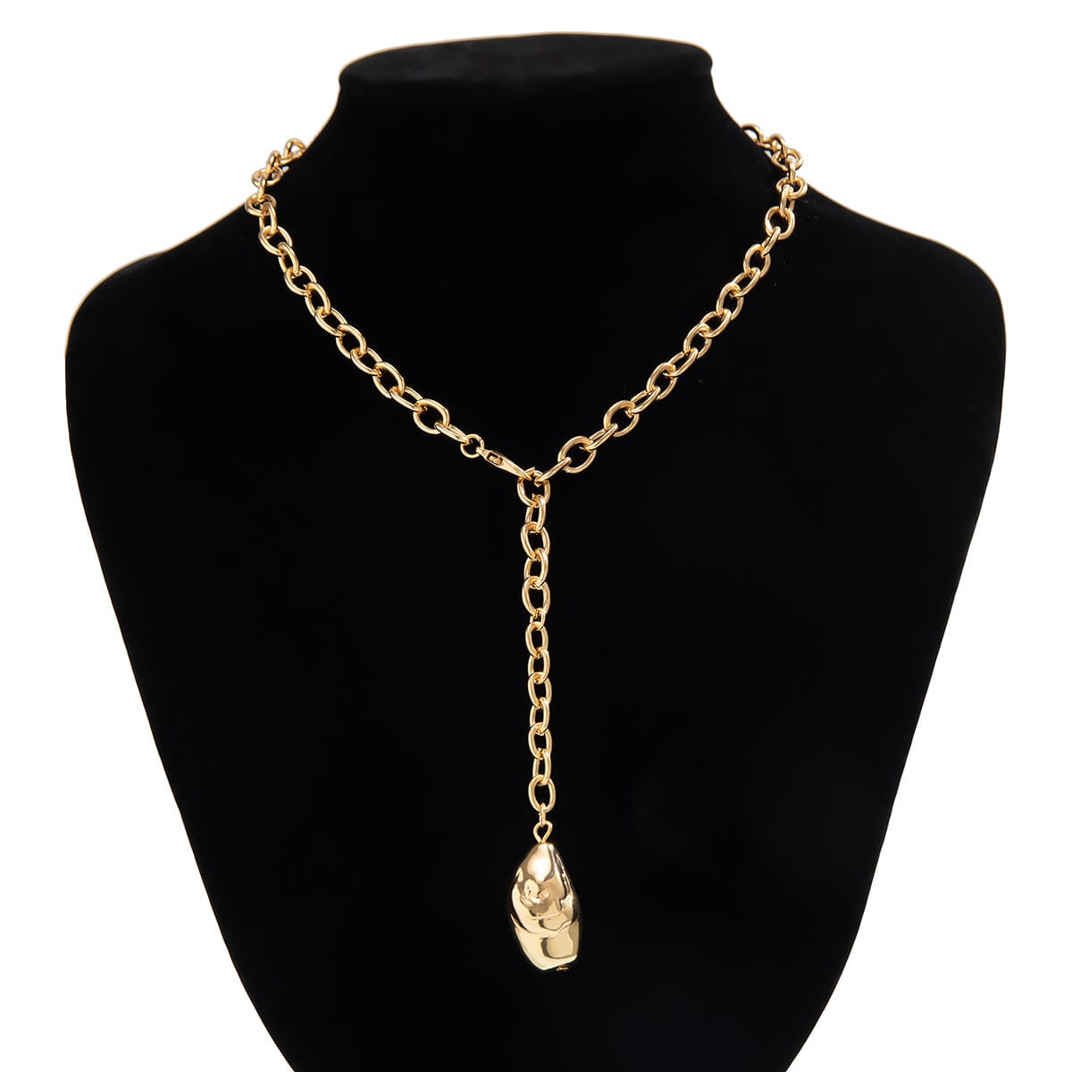 Minimalist Irregular Waterdrop Dangle Curb Chain Y Necklace