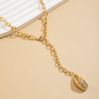 Thumbnail for Minimalist Irregular Waterdrop Dangle Curb Chain Y Necklace