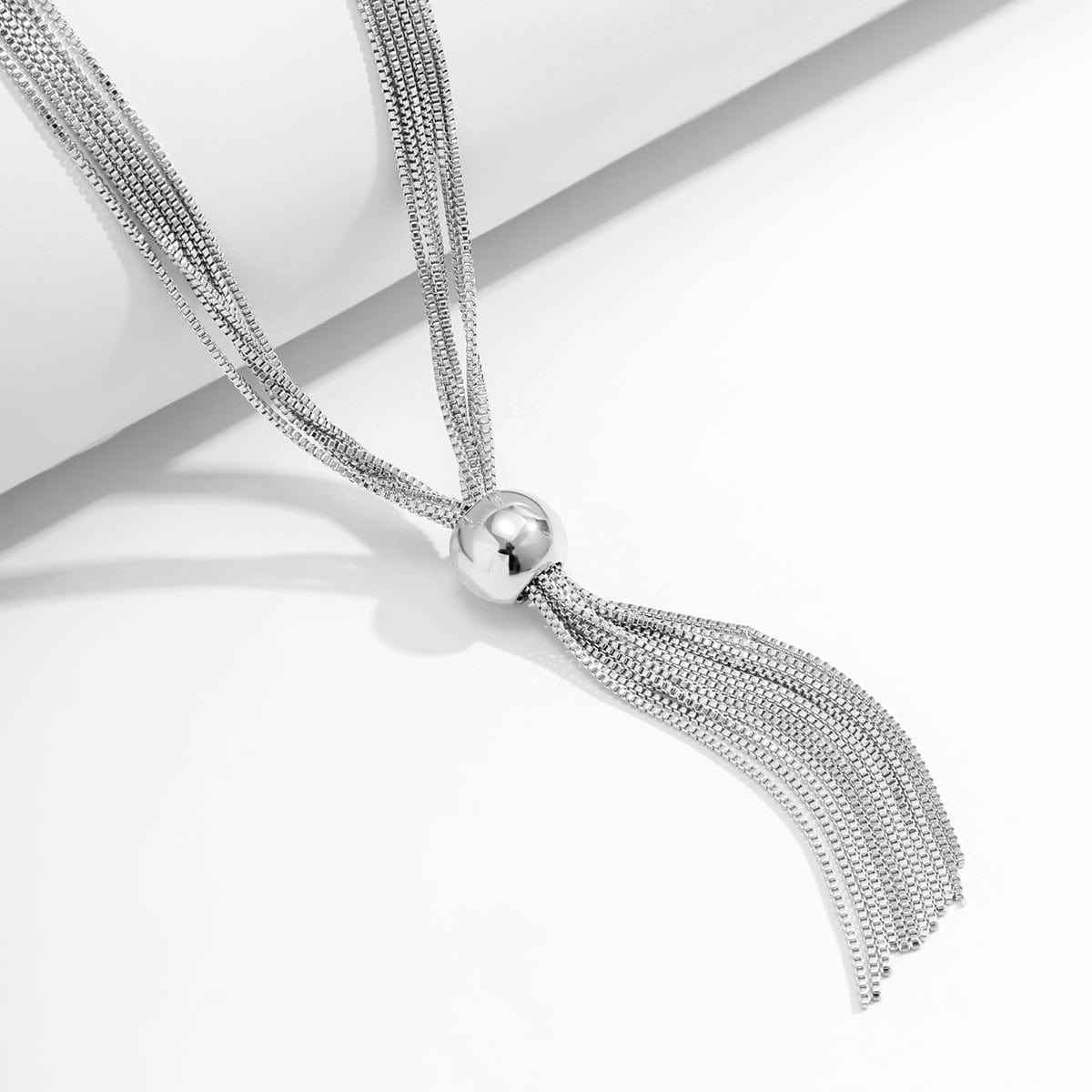 Minimalist Layered Chain Tassel Y Necklace - ArtGalleryZen