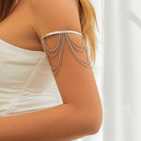 Thumbnail for Minimalist Layered Curb Chain Tassel Arm Cuff - ArtGalleryZen