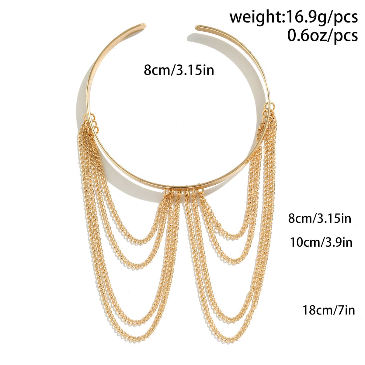 Minimalist Layered Curb Chain Tassel Arm Cuff - ArtGalleryZen