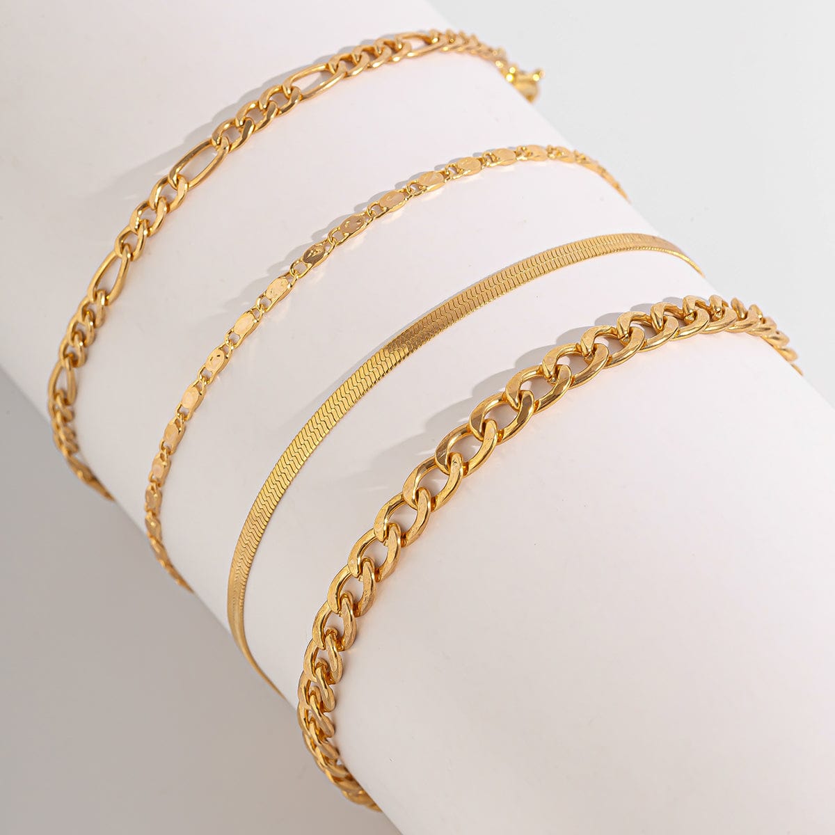 Minimalist Layered Figaro Chain Stackable Anklet Set