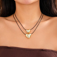 Thumbnail for Minimalist Layered Glossy Heart Pendant Necklace Set - ArtGalleryZen