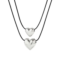 Thumbnail for Minimalist Layered Glossy Heart Pendant Necklace Set - ArtGalleryZen