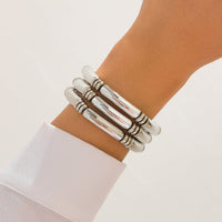 Thumbnail for Minimalist Layered Gold Silver Plated Bamboo Pattern Bracelet Set