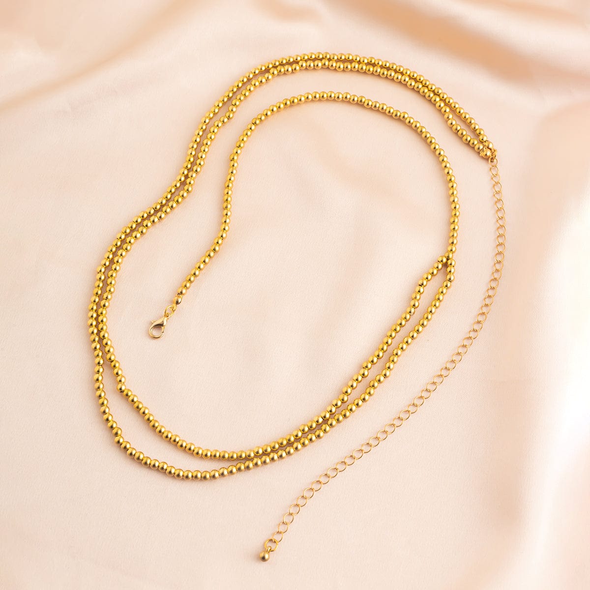 Minimalist Layered Gold Silver Plated Beaded Waist Chain