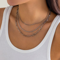 Thumbnail for Minimalist Layered Gold Silver Plated Cable Chain Necklace Set - ArtGalleryZen