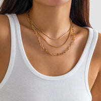 Thumbnail for Minimalist Layered Gold Silver Plated Cable Chain Necklace Set - ArtGalleryZen