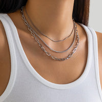 Thumbnail for Minimalist Layered Gold Silver Plated Cable Chain Necklace Set - ArtGalleryZen