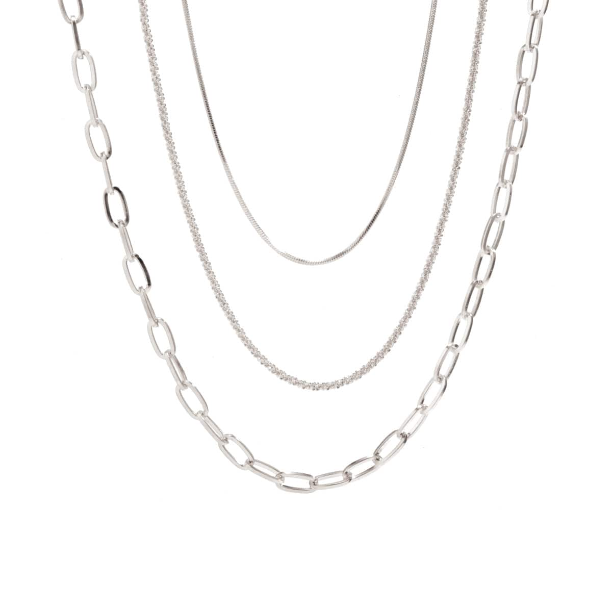 Minimalist Layered Gold Silver Plated Cable Chain Necklace Set - ArtGalleryZen