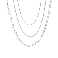 Thumbnail for Minimalist Layered Gold Silver Plated Cable Chain Necklace Set - ArtGalleryZen