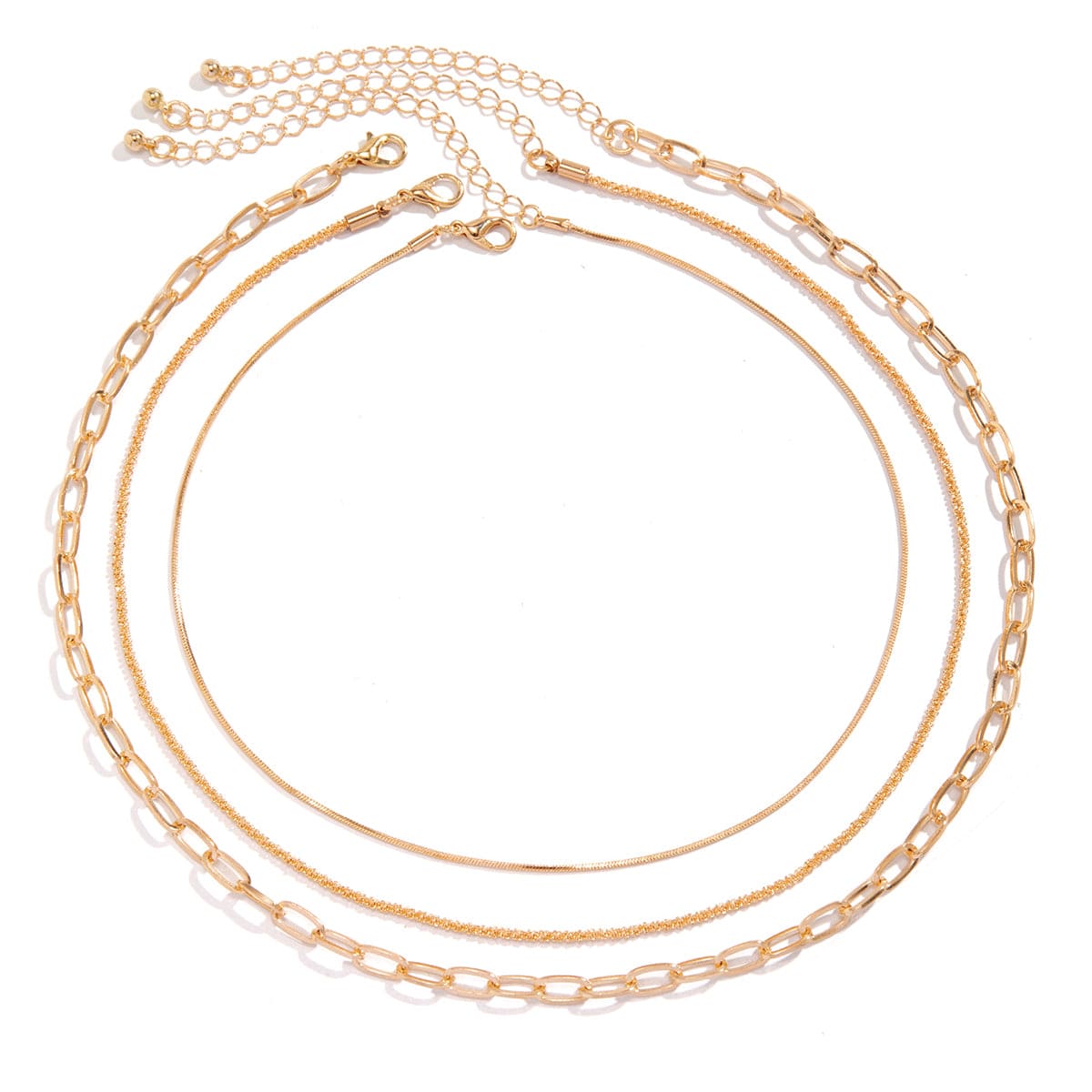 Minimalist Layered Gold Silver Plated Cable Chain Necklace Set - ArtGalleryZen