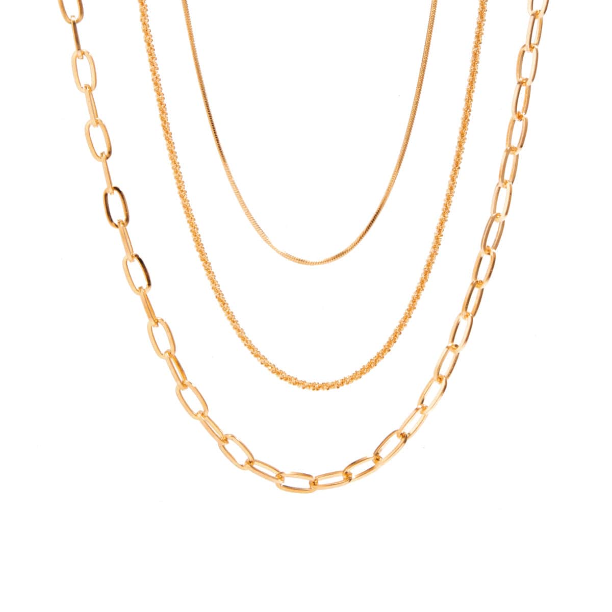 Minimalist Layered Gold Silver Plated Cable Chain Necklace Set - ArtGalleryZen