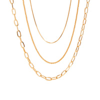 Thumbnail for Minimalist Layered Gold Silver Plated Cable Chain Necklace Set - ArtGalleryZen