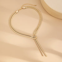 Thumbnail for Minimalist Layered Gold Silver Plated Snake Chain Y Necklace