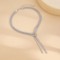 Thumbnail for Minimalist Layered Gold Silver Plated Snake Chain Y Necklace