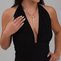 Thumbnail for Minimalist Layered Gold Silver Plated Snake Chain Y Necklace