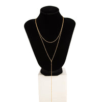 Thumbnail for Minimalist Layered Gold Silver Tone Saturn Chain Y Necklace - ArtGalleryZen