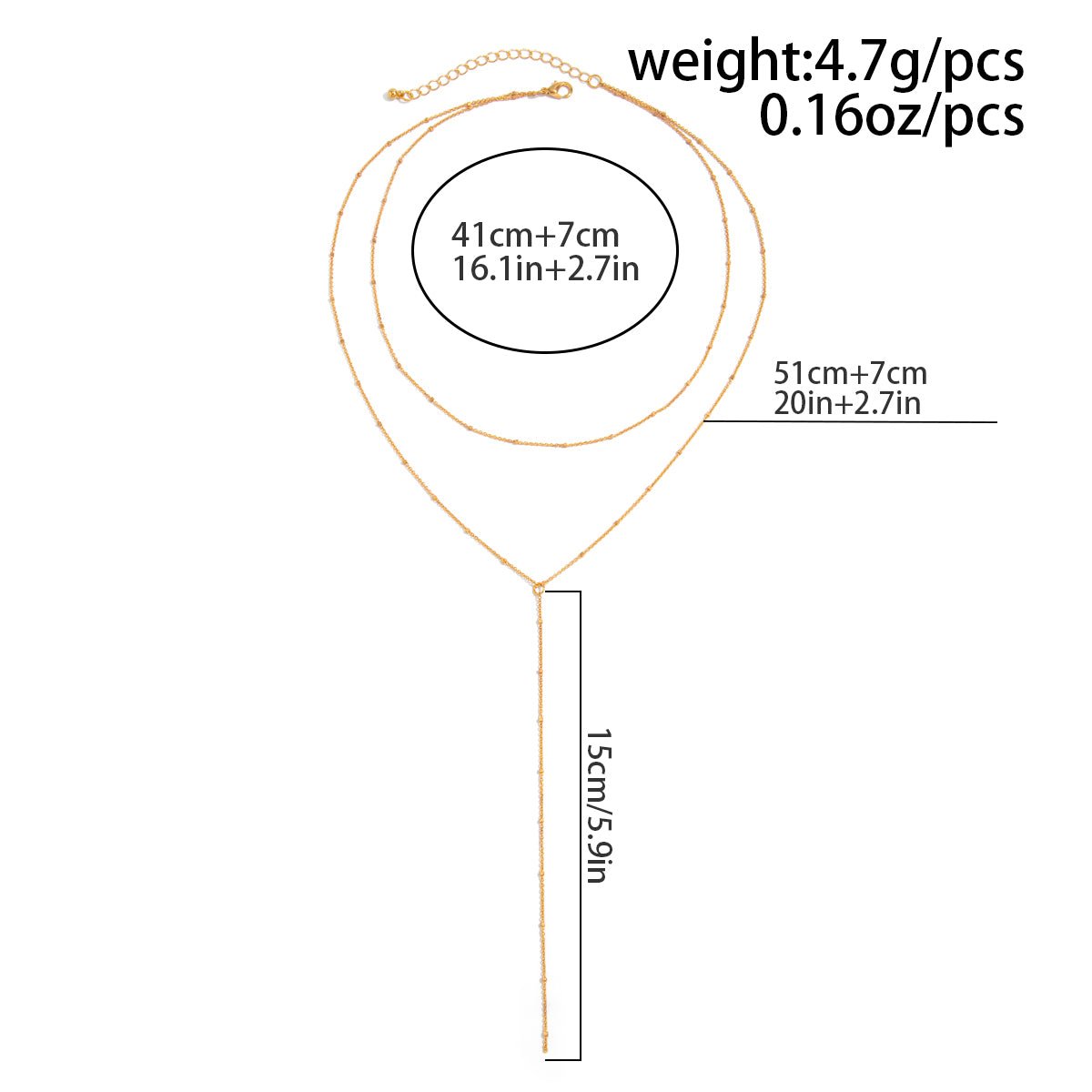 Minimalist Layered Gold Silver Tone Saturn Chain Y Necklace - ArtGalleryZen